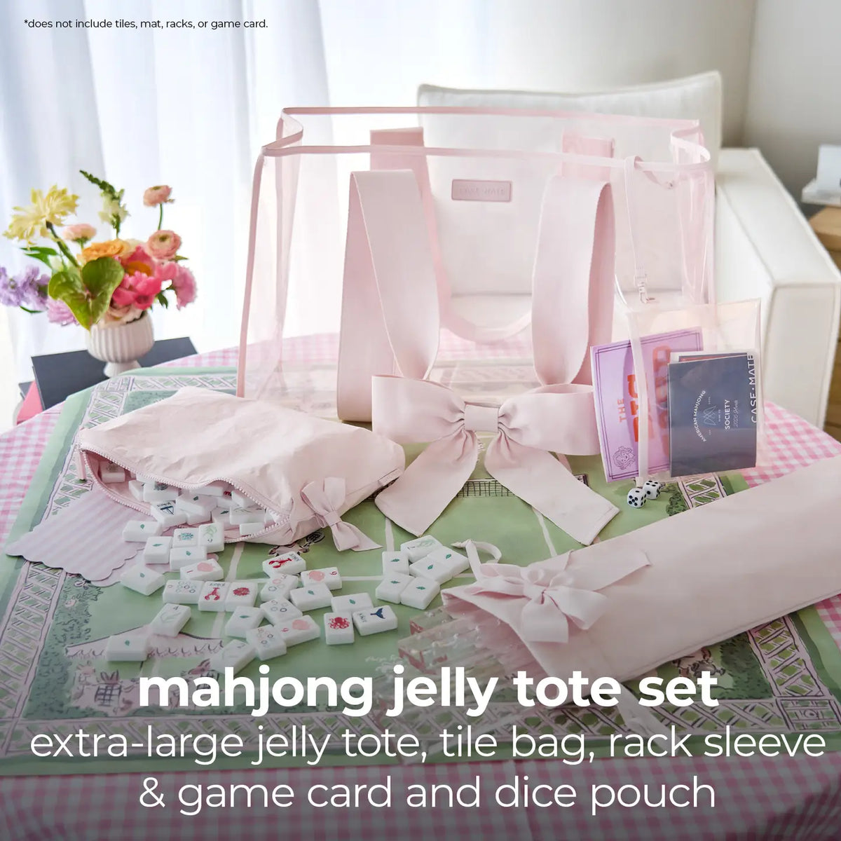 Mahjong Jelly Tote Set - Ballet Pink Bow
