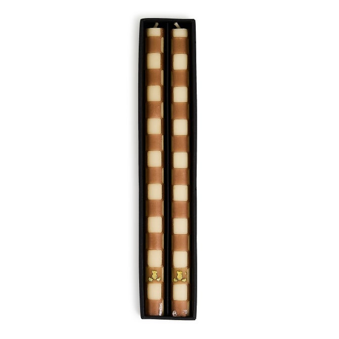 Check Dinner Candles - Mocha - Set of 2
