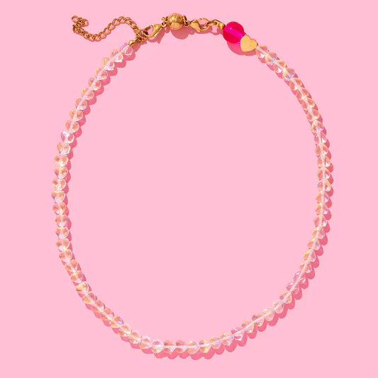 Beaded Necklace - Glass Hearts - Nora