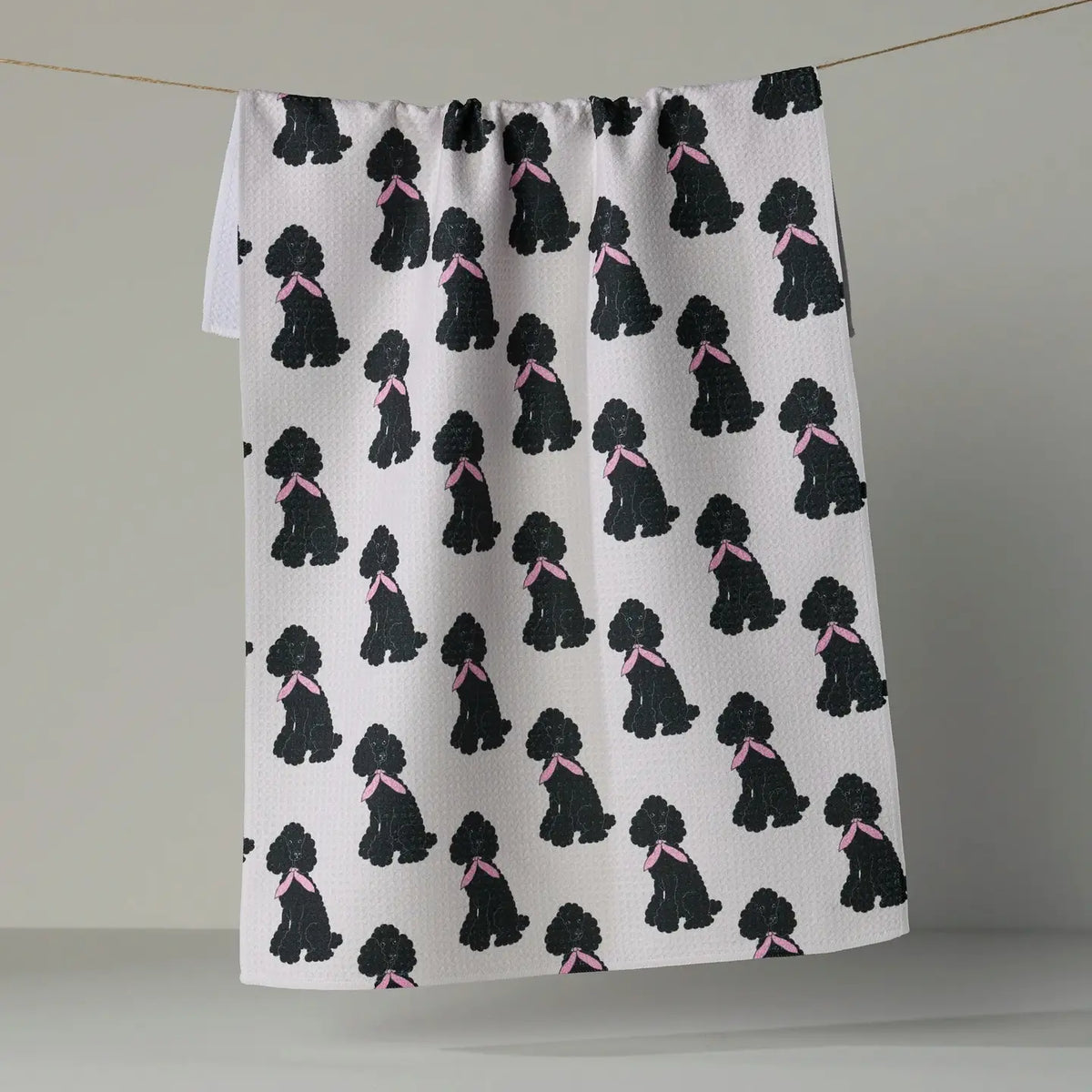 Poodle Parade Tea Towel - Black