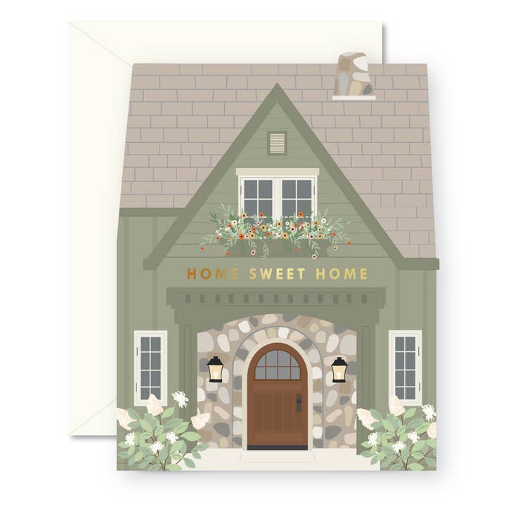 Green Home Sweet Home Folded Greeting Card