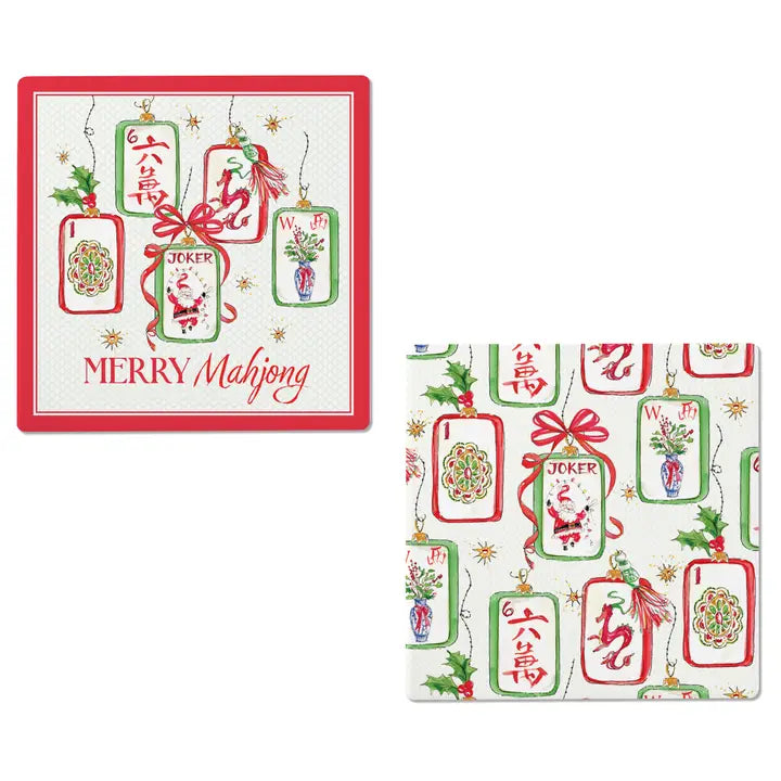 Merry Mahjong Square Ceramic Coaster