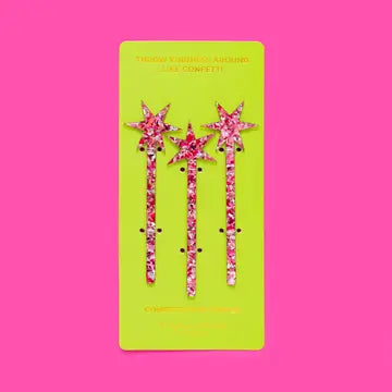 Pink Confetti Cake Topper - Set of 3 Stars