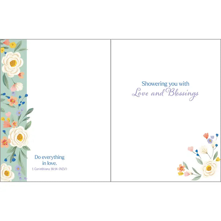 With Scripture Wedding Shower Card - Shower Flower Border