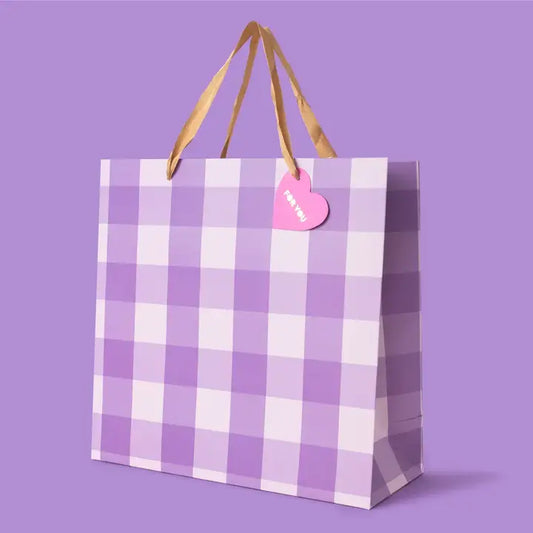 Purple Gingham Gift Bag - Large