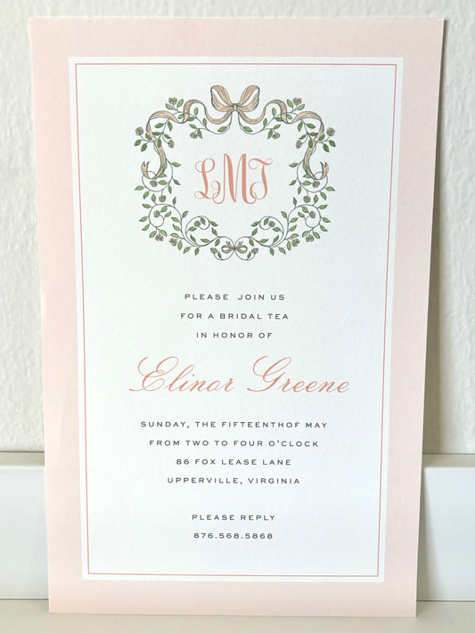 Bunny's Garden Rose Vine Crest Invitation - 10 ct