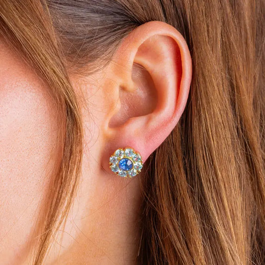 Stud Earrings - Caroline Flower Blue