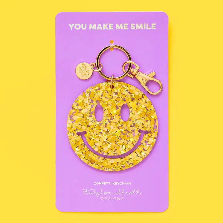 Confetti Smiles Acrylic Heart Keychain