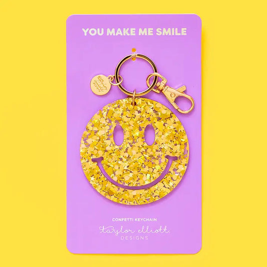 Confetti Smiles Acrylic Heart Keychain