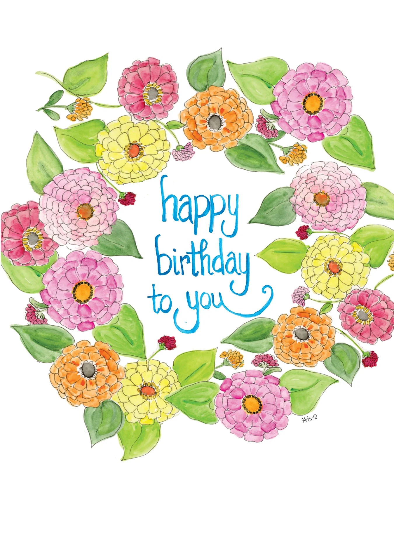Birthday Card - Birthday Zinnias