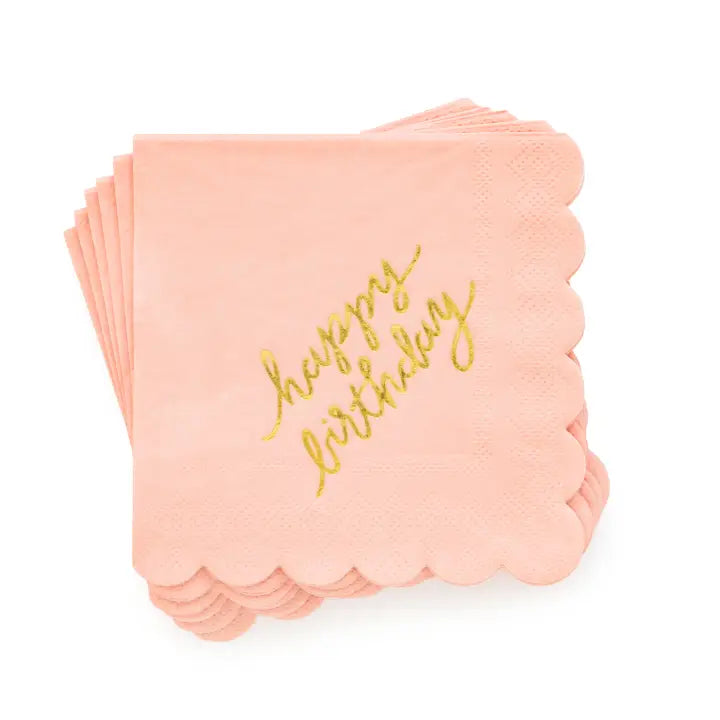 Cocktail Napkins, Pink Happy Birthday