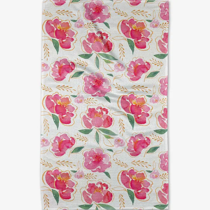 Pink Peony Tea Towel