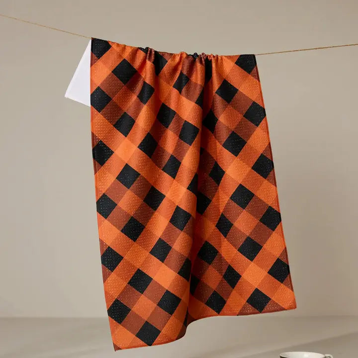 Pumpkin Plaid Tea Towel