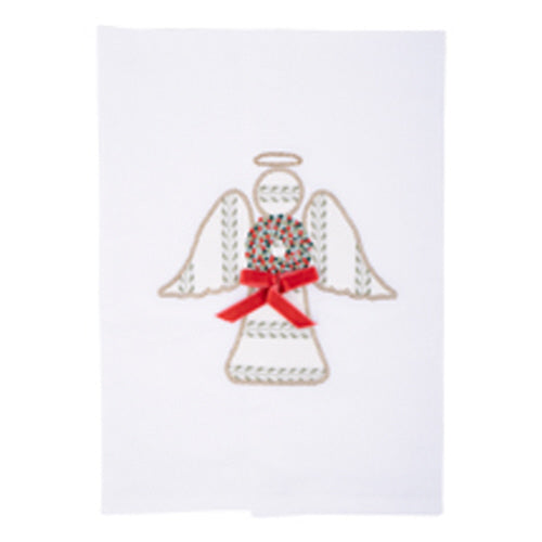 Tea Towel - Christmas Wreath Angel