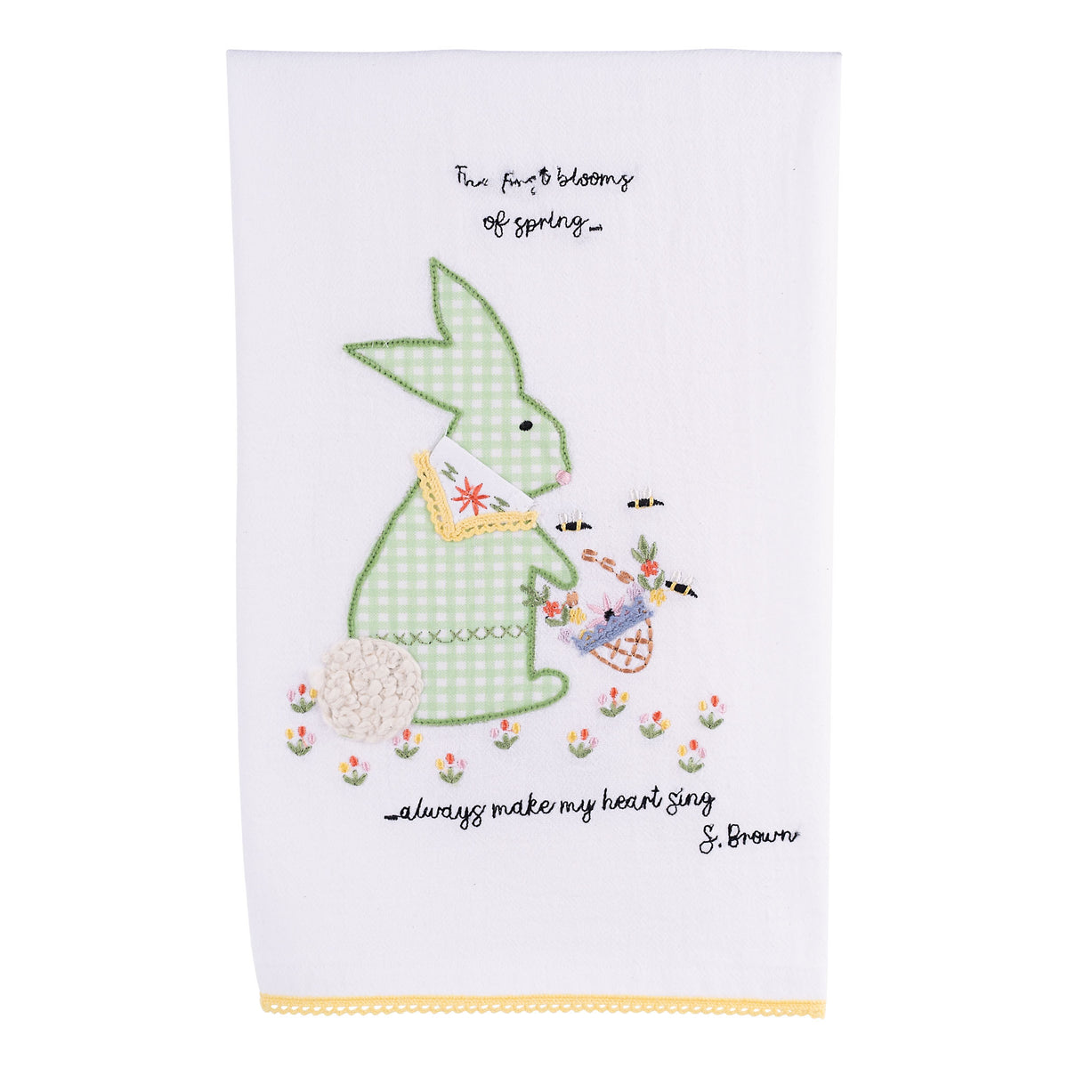 Tea Towel - Spring Blooms Bunny