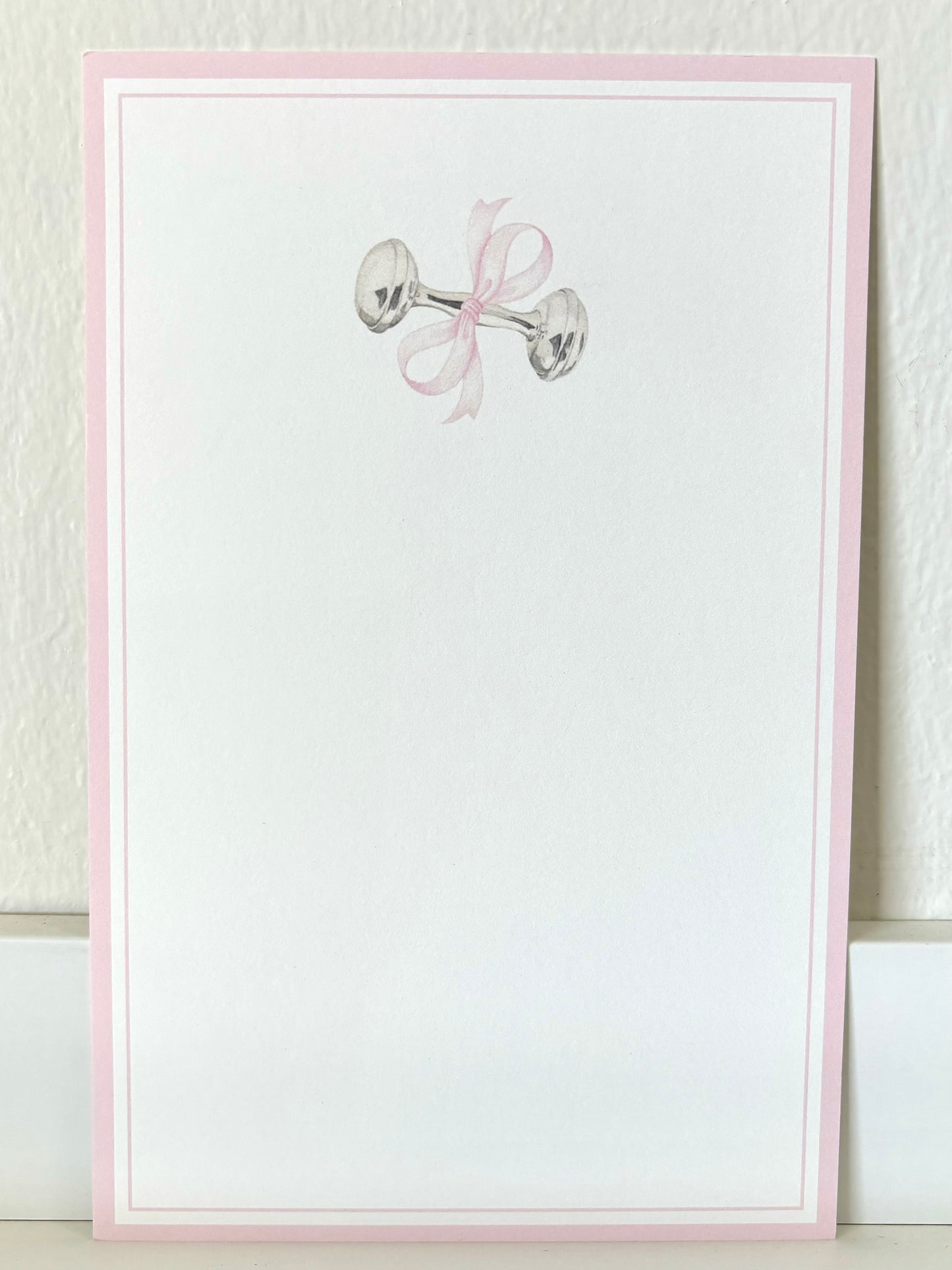 Rattle and Bow Pink Invitation - 10 ct