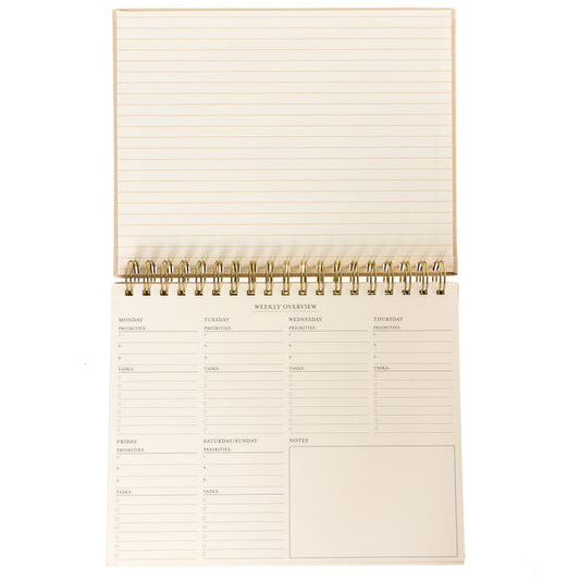 Fabric Covered Weekly Desk Pad - Taupe