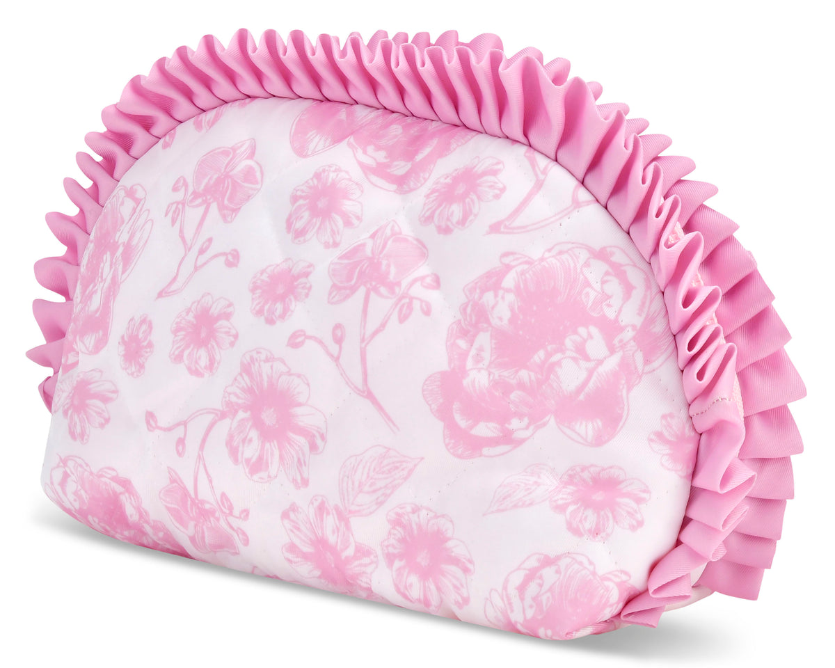 Pretty Pink Toile Oval Cosmetic Bag
