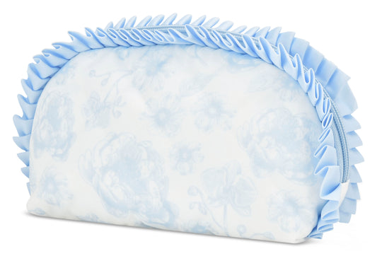 Beautiful Blue Toile Oval Cosmetic Bag