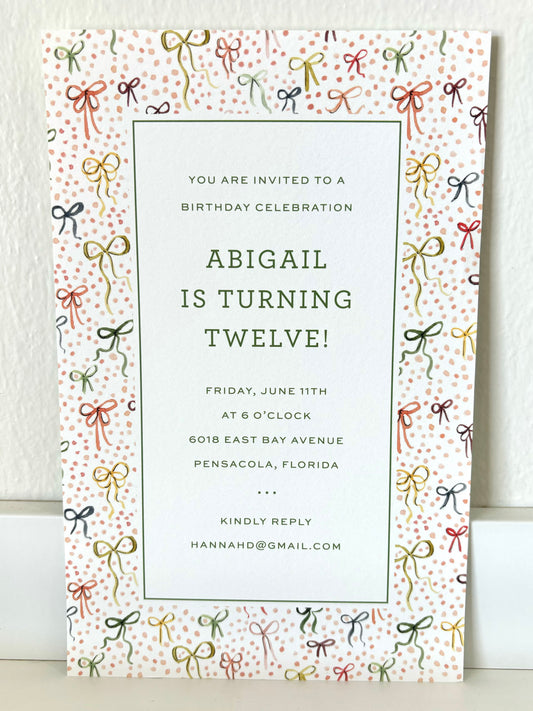 Paper Bows Invitation - 10 CT