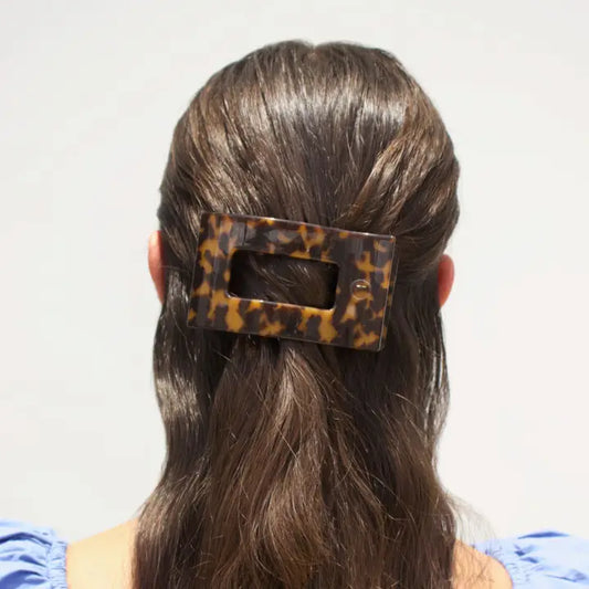 Medium Flat Rectangle Hair Clip - Tortoise