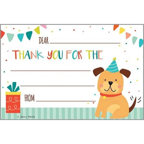 Kids Thank You Postcard - Party Puppy