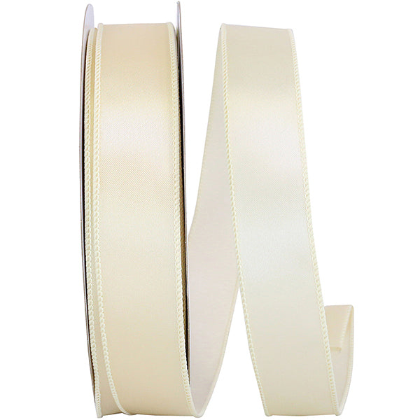 Satin Value Wired Edge Ribbon | Ivory, 1-1/2 Inch, 50 Yards