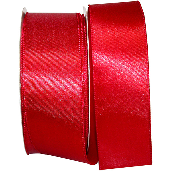Satin Value Wired Edge Ribbon | Red, 2-1/2 Inch, 50 Yards