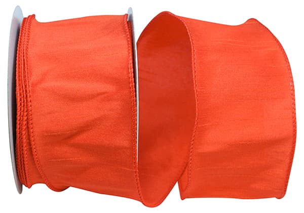 Dupioni Supreme Wired Edge Ribbon | Orange, 2.5", 10 yards