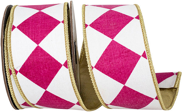 Grand Diamond Metallic Wired Edge Ribbon | Fuchsia, 2.5", 10 yards