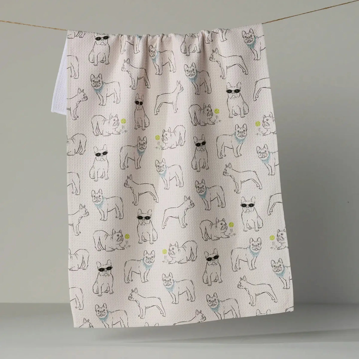 Frenchie Frolic Tea Towel - Storm