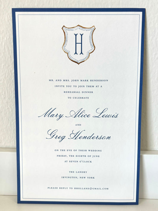 Blue Diamond Crest Invitation - 10 CT