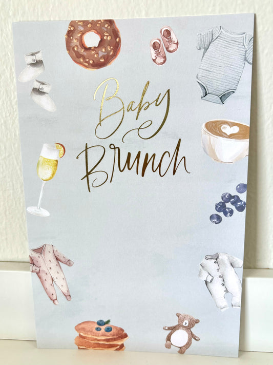 Baby Brunch Foil Blue Invitation - 10 CT