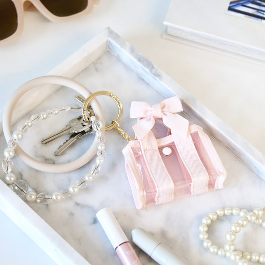 Jelly Tote Key Chain - Ballet Pink Bow