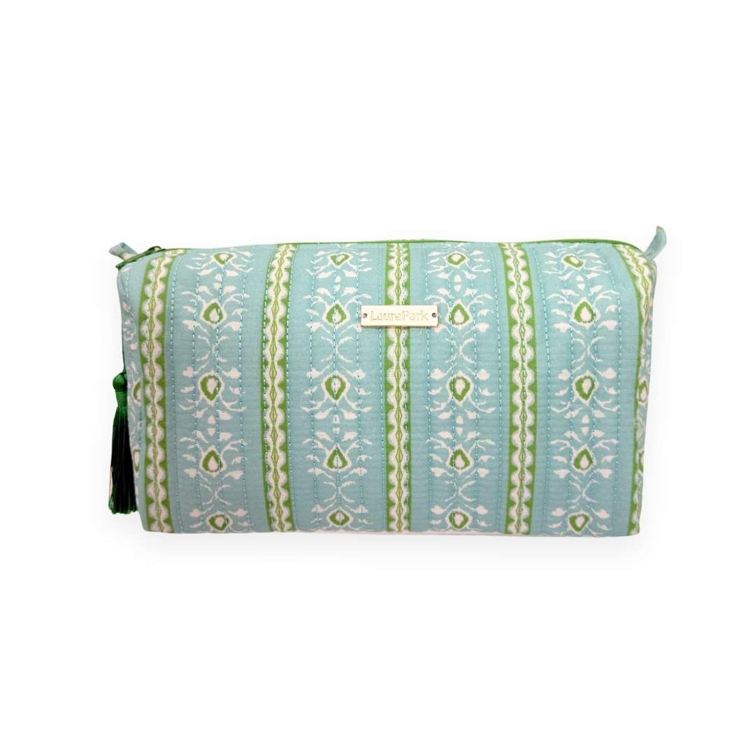 Large Cosmetic Bag - Rosemary Stripe Blue