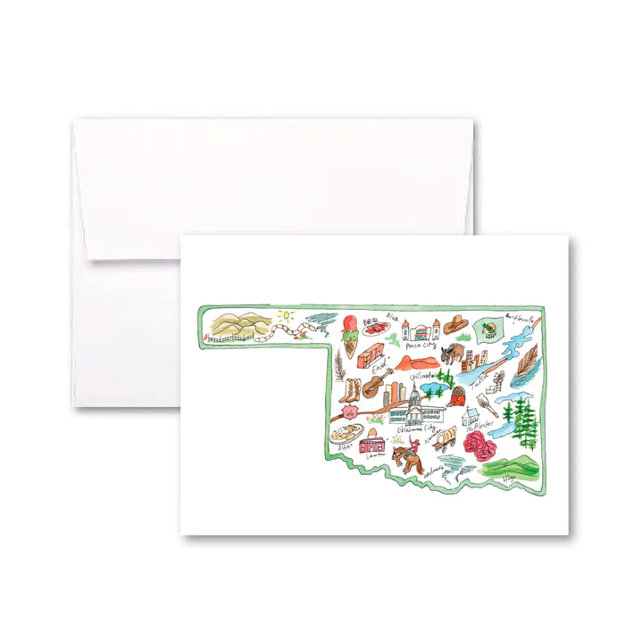 Oklahoma Icons Map Greeting Card