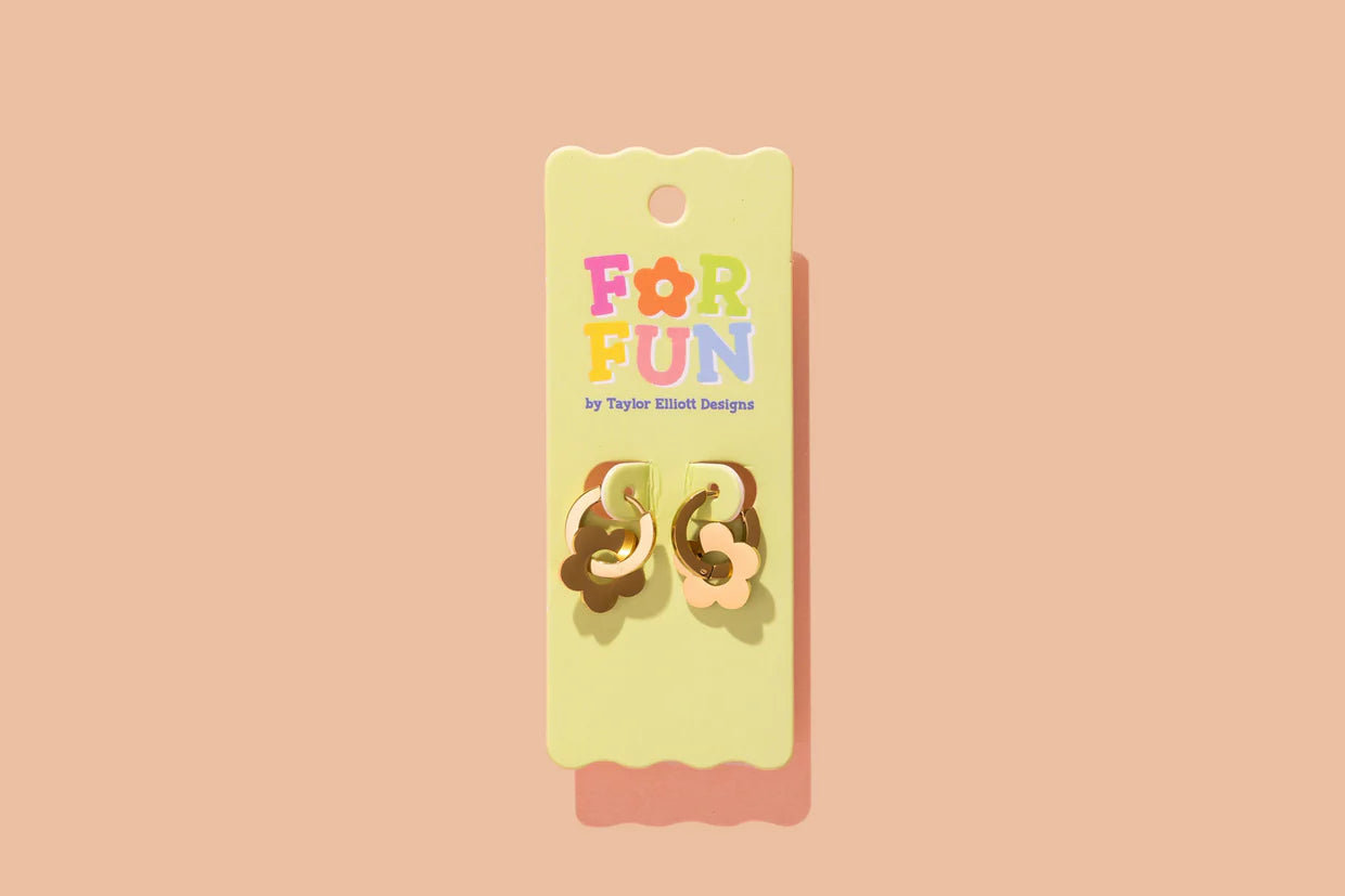 Huggie Earrings - Mila Orange Flower