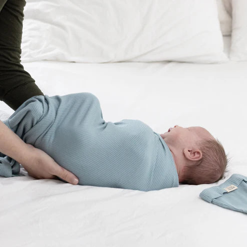 Rib Swaddle & Beanie Set - Fog