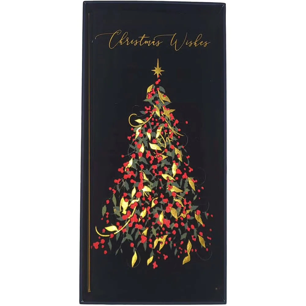Boxed Christmas Cards - Berry Tree on Black