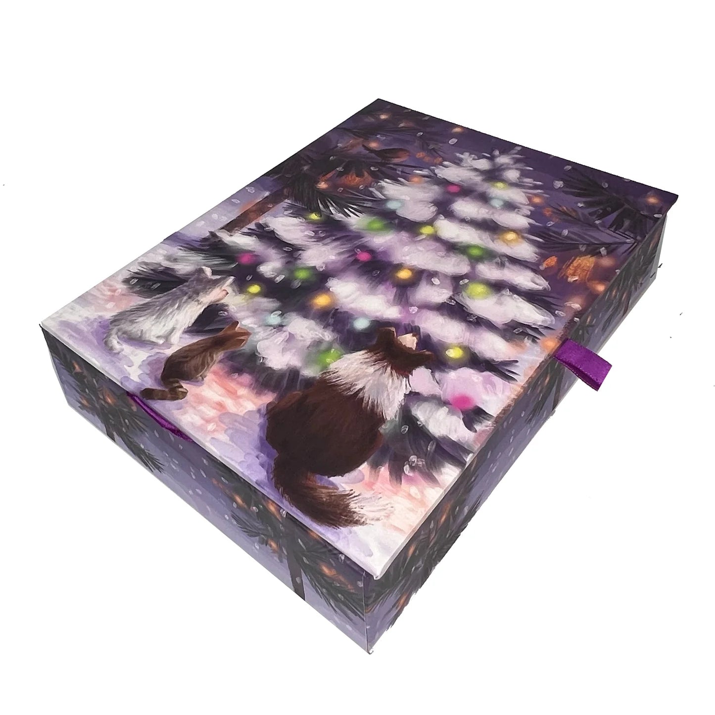 Boxed Christmas Cards - Pets Gathered Around Tree