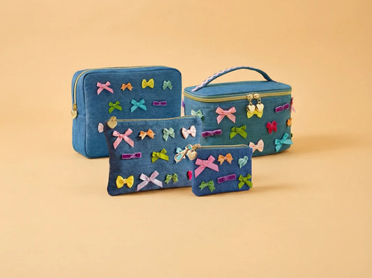 Bella Denim + Bows Keychain Pouch
