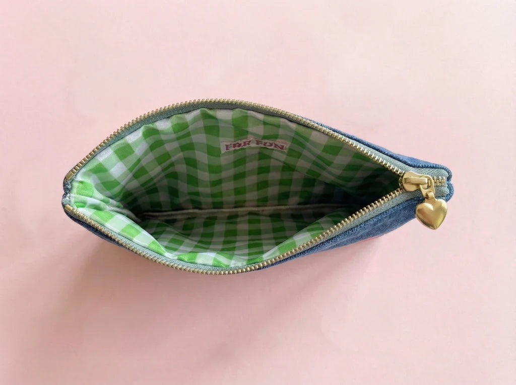 Bella Denim + Bows Pouch Medium