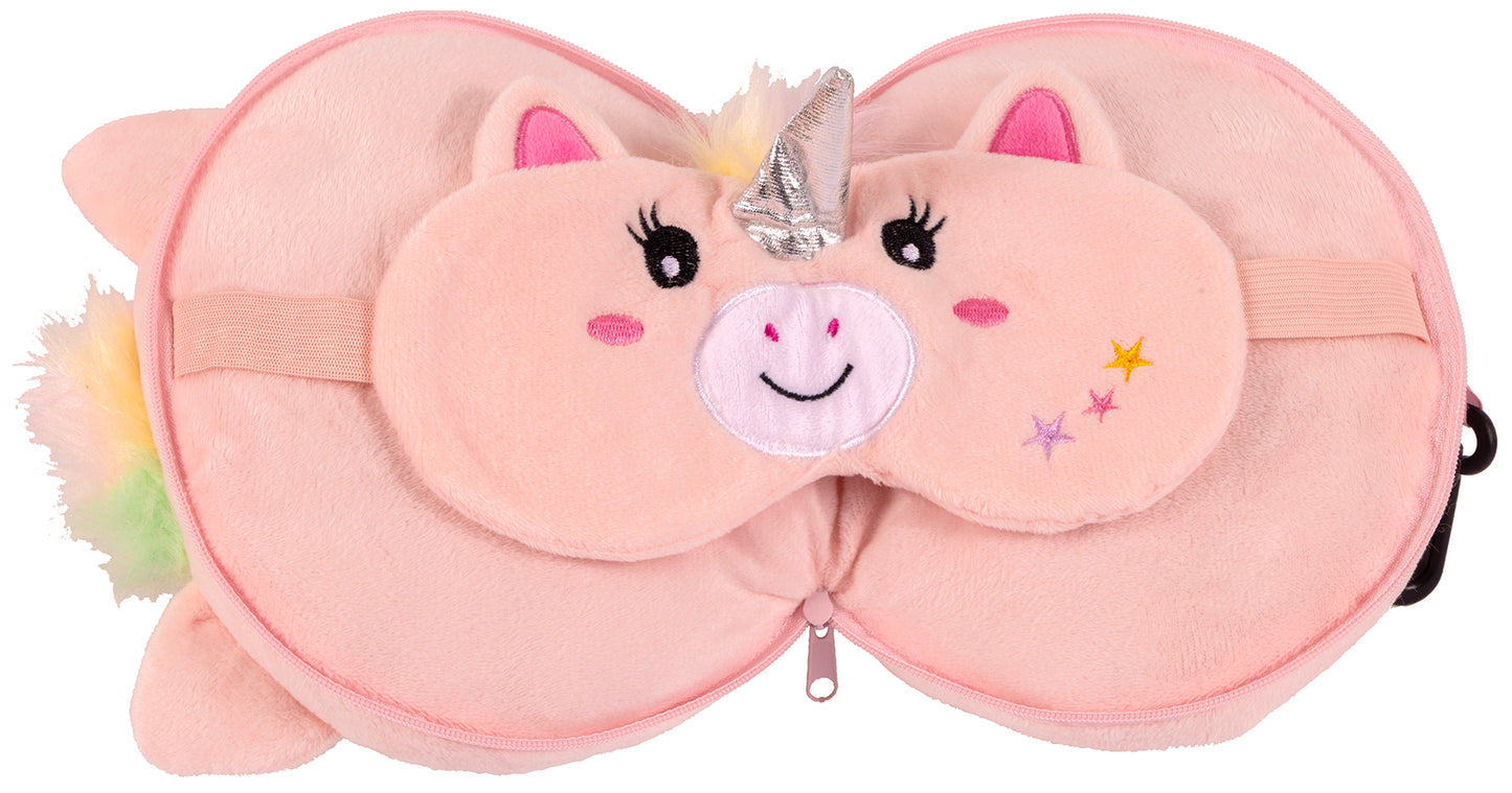 Plush Pillow with Eye Mask - Unicorn