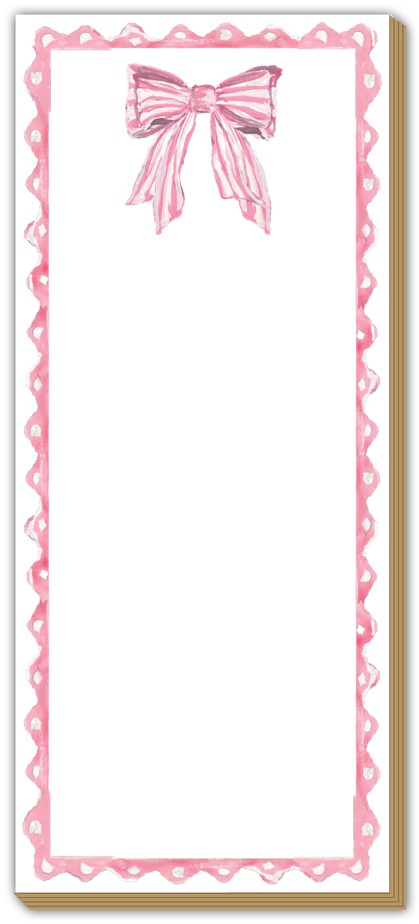 Skinny Pad - Pink Bow with Scalloped Border