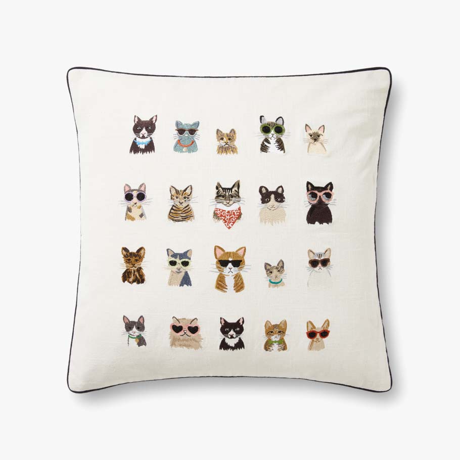 Embroidered Pillow - Cool Cats