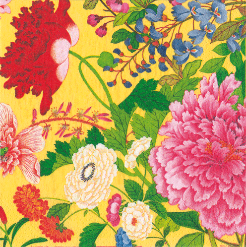Luncheon Napkins - A Profusion Of Flowers Yellow