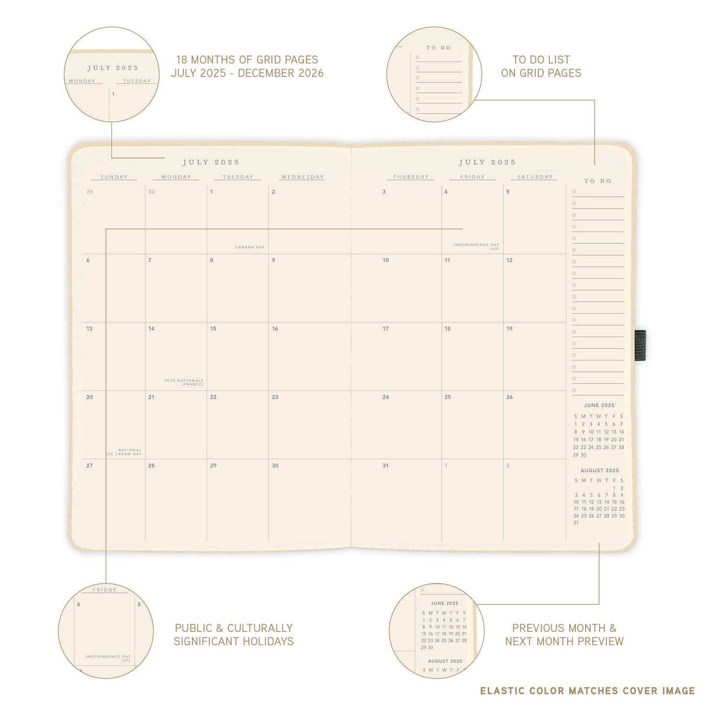 18-Month Vegan Leather Planner - Typographic