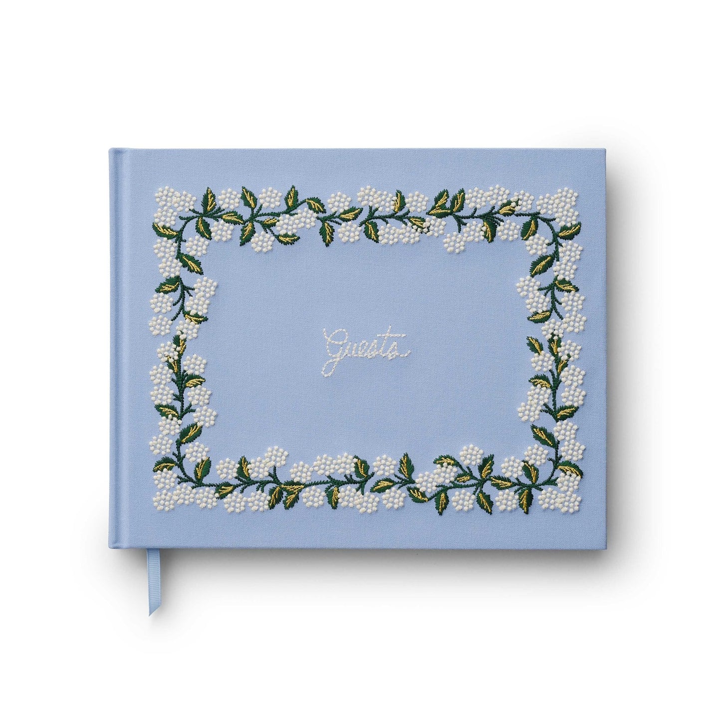 Embroidered Fabric Guest Book - Hydrangea