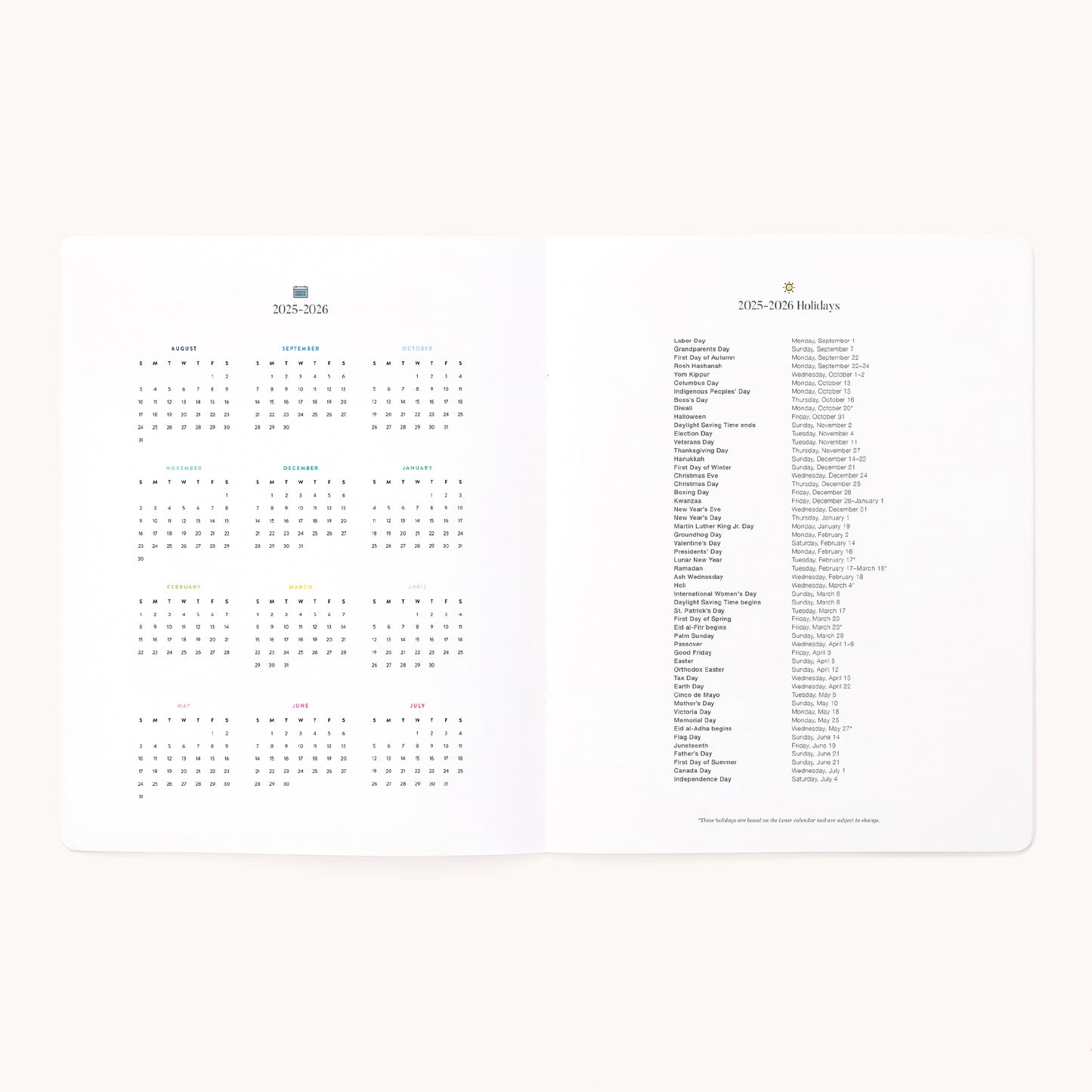 2025-2026 Softcover Monthly Simplified Planner