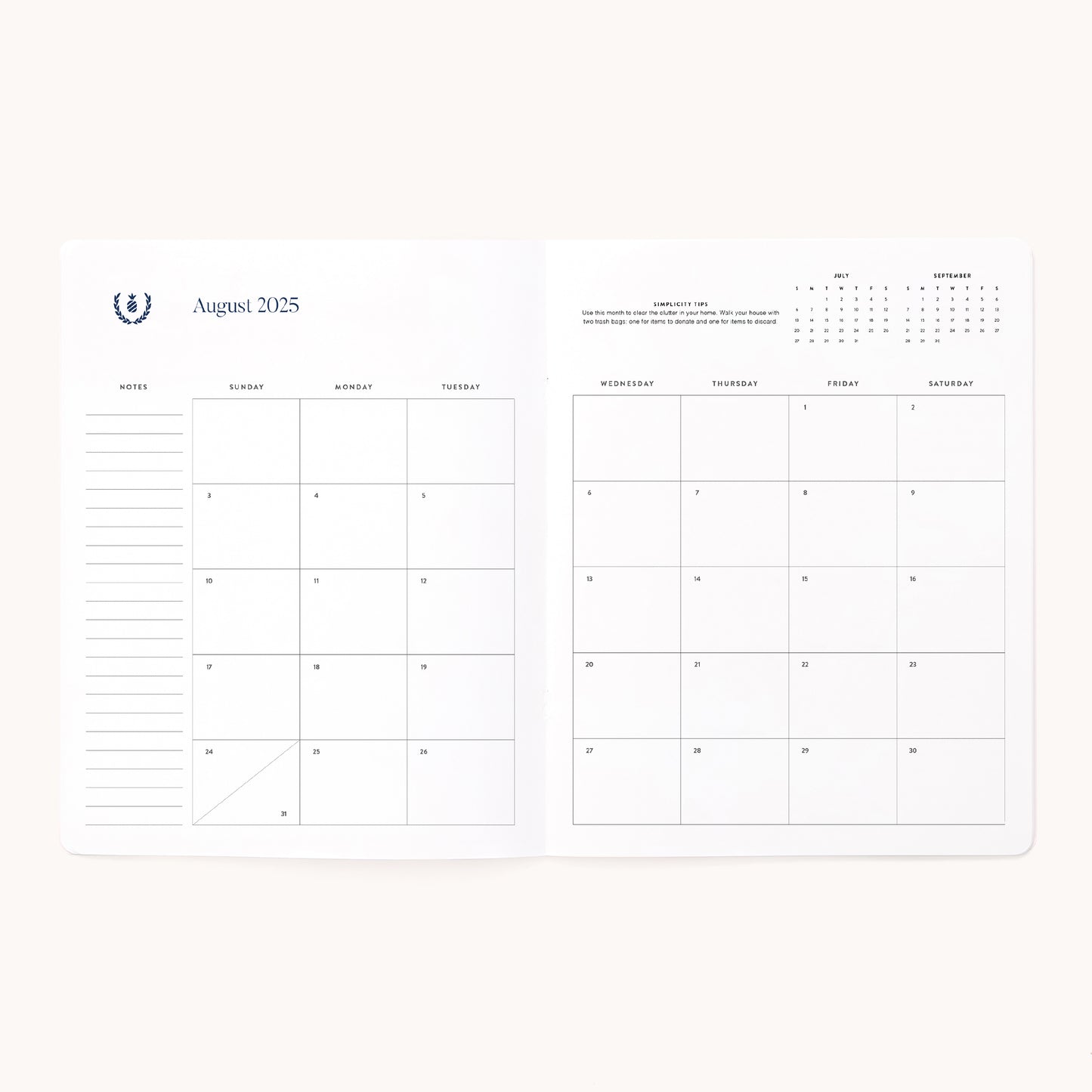 2025-2026 Softcover Monthly Simplified Planner